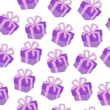 Vector pattern seamlessly gift box packing surprise with bow Ilustración de archivo