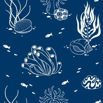 Vector pattern seampless seabed blue Illustrazione stock