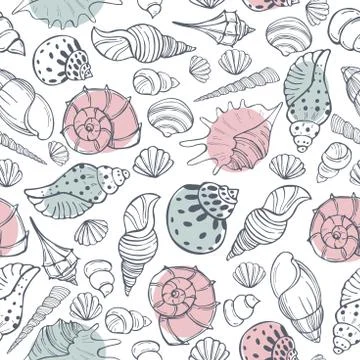 Vector  pattern with  seashells. Stock Illustration