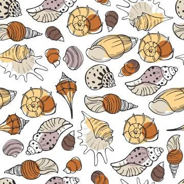 Vector  pattern with  seashells. Stock Illustration