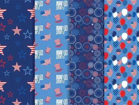 Vector pattern set. National colors of the United States. American flag,stars Stock Illustration