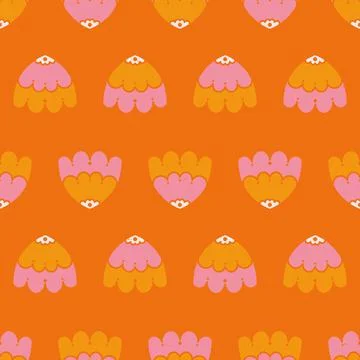 Vector pattern with shells. Vibrant Orange and Pink with texture Colors. Perfect Illustrazione stock