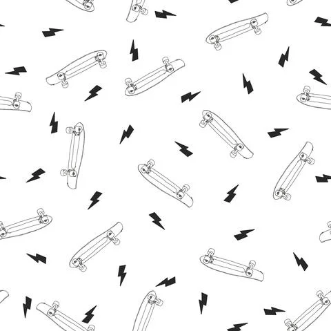 Vector pattern with skateboards and the lightning Illustrazione stock
