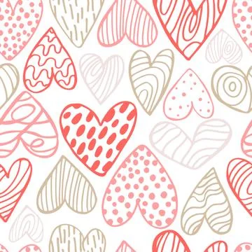 Vector pattern with  sketch hearts. Stock Illustration