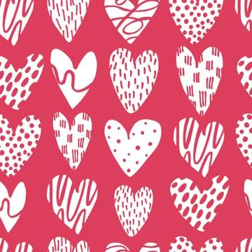 Vector pattern with  sketch hearts. Illustrazione stock