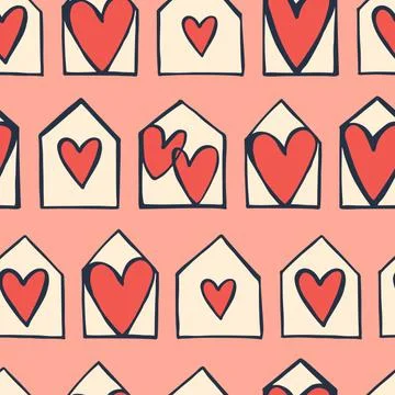 Vector pattern with  sketch hearts. Stock Illustration