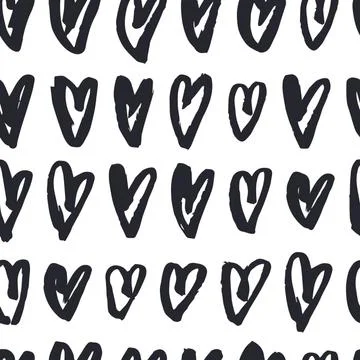 Vector pattern with  sketch hearts. Stock Illustration