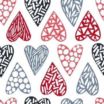 Vector pattern with  sketch hearts. Stock Illustration