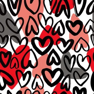 Vector pattern with  sketch hearts. Stock Illustration