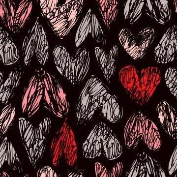 Vector pattern with  sketch hearts. Stock Illustration