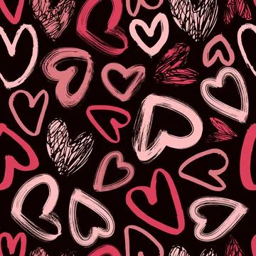Vector pattern with  sketch hearts. Stock Illustration