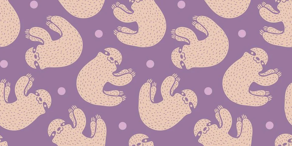 Vector pattern with sloth Stock Illustration