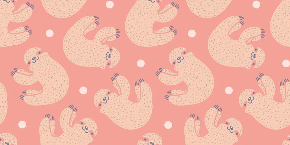 Vector pattern with sloth Stock Illustration