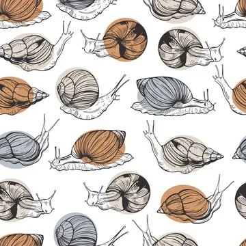 Vector  pattern with snails. Illustrazione stock