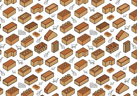 Vector pattern of solid and stylized bricks Stock Illustration