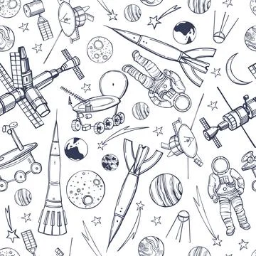 Vector pattern with space objects. Stock Illustration