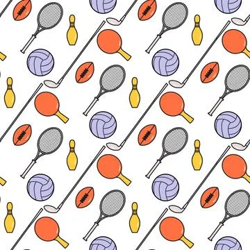 Vector Pattern Sport Game Tennis Golf Football Stock Illustration