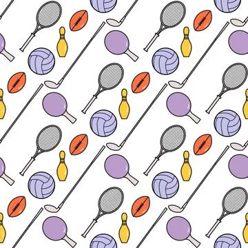 Vector Pattern Sport Game Tennis Golf Football Stock Illustration
