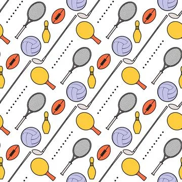 Vector Pattern Sport Game Tennis Golf Football Stock Illustration