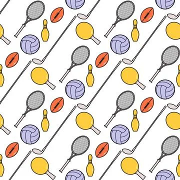 Vector Pattern Sport Game Tennis Golf Football Stock Illustration