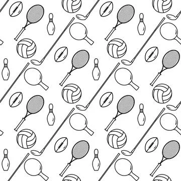 Vector Pattern Sport Game Tennis Golf Football Stock Illustration