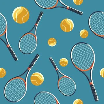 Vector Pattern Sport Game Tennis Ball Racket Club Stockillustratie