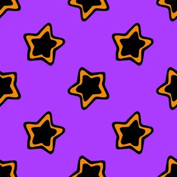 Vector pattern of a star drawn in doodles. a pattern in the form of a black and Stock Illustration