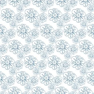Vector pattern with stylized flowers. Seamless floral print, nature background Stock Illustration