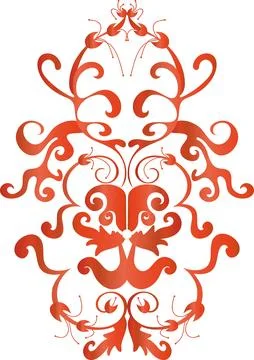 Vector pattern of stylized leaves with orange-red gradient. Stockillustratie