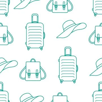 Vector pattern Suitcase Sun Hat Backpack Travel 库存插图