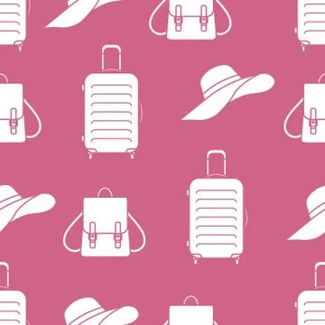 Vector pattern Suitcase Sun Hat Backpack Travel 库存插图