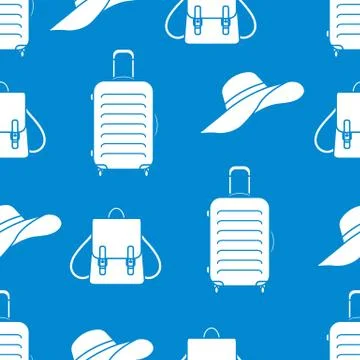 Vector pattern Suitcase Sun Hat Backpack Travel Stock Illustration