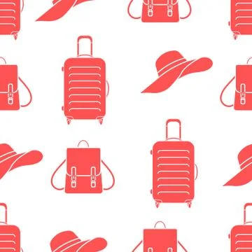 Vector pattern Suitcase Sun Hat Backpack Travel イラスト素材