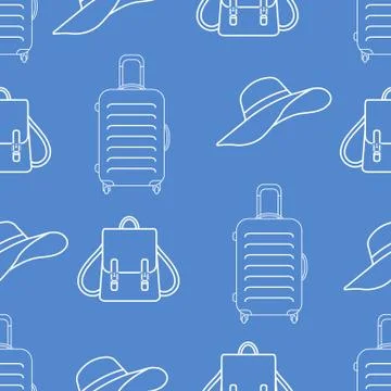 Vector pattern Suitcase Sun Hat Backpack Travel 库存插图