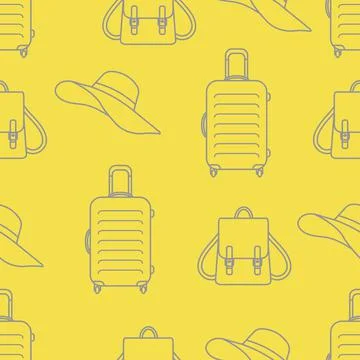 Vector pattern Suitcase Sun Hat Backpack Travel 库存插图