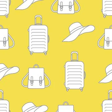 Vector pattern Suitcase Sun Hat Backpack Travel 스톡 일러스트