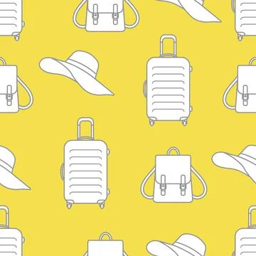 Vector pattern Suitcase Sun Hat Backpack Travel 库存插图