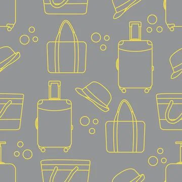 Vector pattern Suitcase Sun Hat Beach bag Travel Stock Illustration