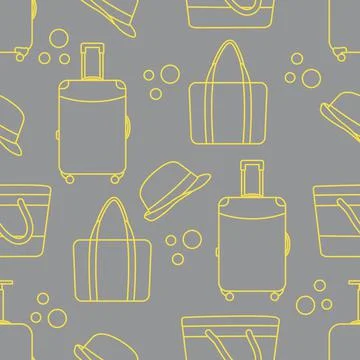 Vector pattern Suitcase Sun Hat Beach bag Travel Illustrazione stock