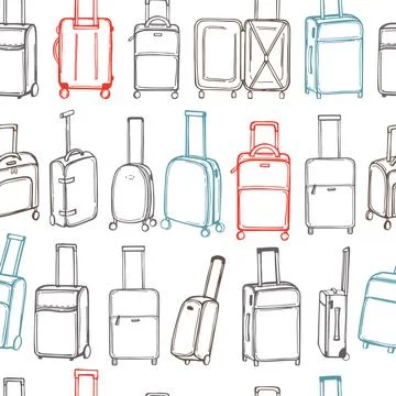 Vector  pattern  with suitcases. Illustrazione stock