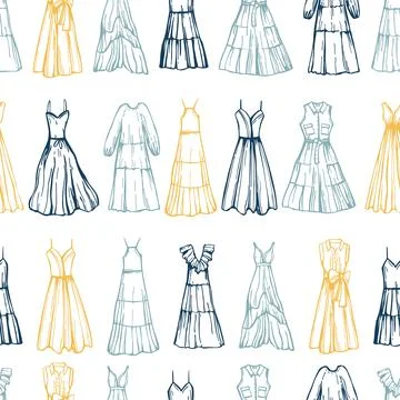Vector pattern   with  summer dresses Stock Illustration