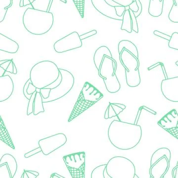 Vector pattern Sun Hat Summer Holiday Beach Travel Illustrazione stock