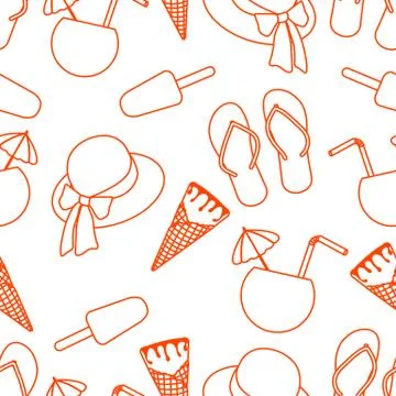 Vector pattern Sun Hat Summer Holiday Beach Travel Stock Illustration