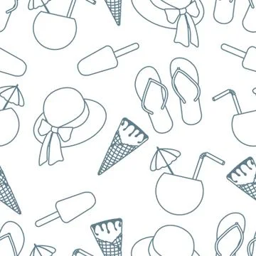 Vector pattern Sun Hat Summer Holiday Beach Travel Illustrazione stock