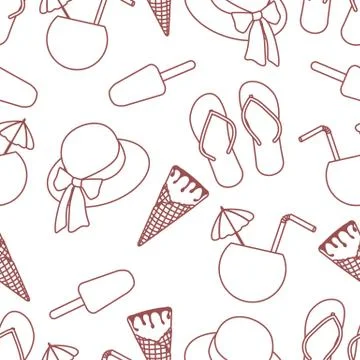 Vector pattern Sun Hat Summer Holiday Beach Travel Illustrazione stock