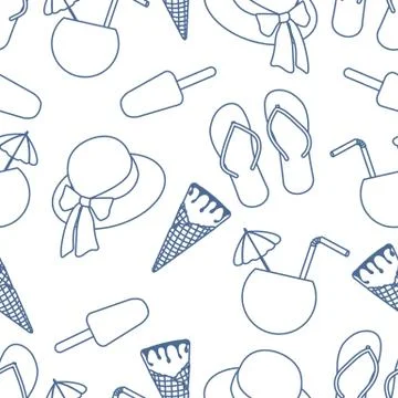 Vector pattern Sun Hat Summer Holiday Beach Travel 스톡 일러스트