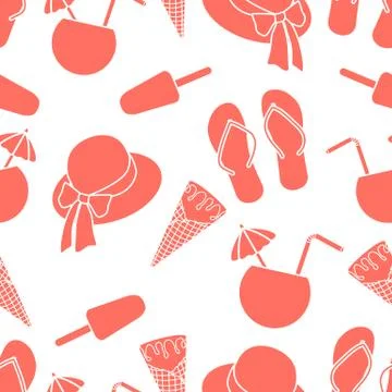 Vector pattern Sun Hat Summer Holiday Beach Travel Illustrazione stock