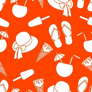 Vector pattern Sun Hat Summer Holiday Beach Travel 스톡 일러스트