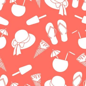 Vector pattern Sun Hat Summer Holiday Beach Travel Stock Illustration