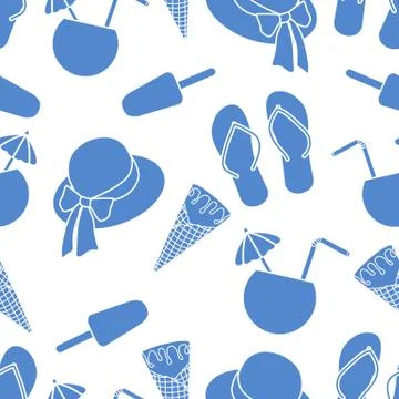 Vector pattern Sun Hat Summer Holiday Beach Travel Stock Illustration